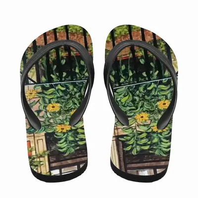 Men Sunflowers New York City Flip Flop Slippers