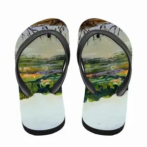 Men Shallow Pond Landscape Flip Flop Slippers