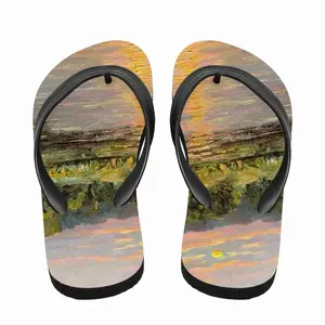 Men Sunset Pond With Sun Reflection Landscape Flip Flop Slippers