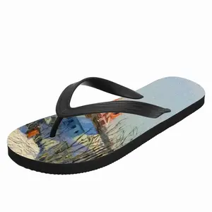 Men Winter Town With A Church Flip Flop Slippers