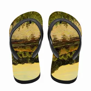 Men Orange Sunset Pond Flip Flop Slippers