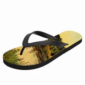 Men Orange Sunset Pond Flip Flop Slippers