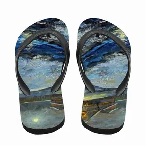 Men Night Winter Road Flip Flop Slippers