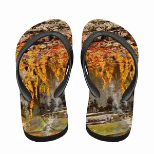 Men Fire Cooking Still Life Impressionism Flip Flop Slippers