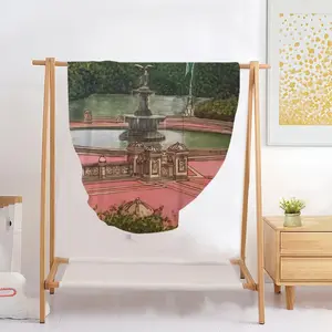 Bethesda Fountain Central Park New York City Flannel Blanket (Round)