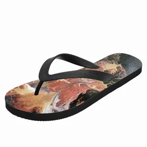 Men Black Lace Flip Flop Slippers