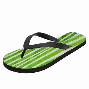 Men Green Lines Flip Flop Slippers