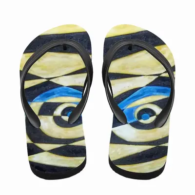 Men Brown Gold Blue Trydich Flip Flop Slippers