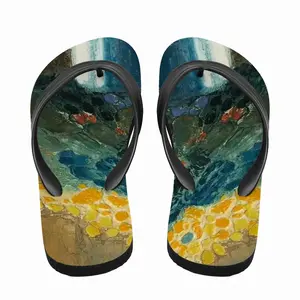 Men Bouquet Orange And Blue Flip Flop Slippers