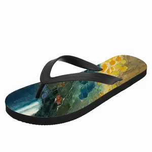 Men Bouquet Orange And Blue Flip Flop Slippers