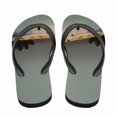 Men Blue Lagoon With Three Boats And Trees Flip Flop Slippers