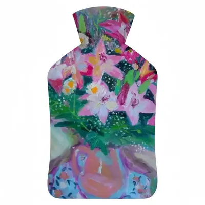 Lilies On White Hot Water Bag