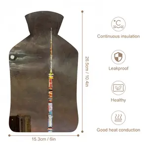 Moscow Tv Tower Full Moon Night Hot Water Bag