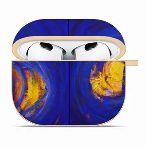 Centrifugal Blue Circles Attached Yellow Airpods 3 Case (Hard Shell, Golden)