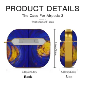 Centrifugal Blue Circles Attached Yellow Airpods 3 Case (Hard Shell, Golden)