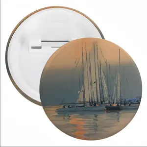 Sailboats With Sun Reflection Tin Plate Badge