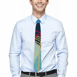 Cerulean Skies And Coral Heart Men's Tie