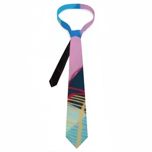 Cerulean Skies And Coral Heart Men's Tie