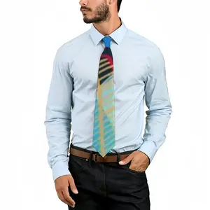 Cerulean Skies And Coral Heart Men's Tie