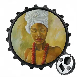 Woman With Red Necklace Bottle Opener