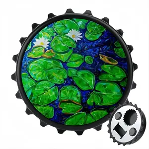 Water Lilies On The Blue Lake Bottle Opener