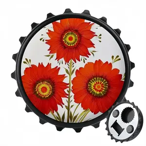 Three Red Flowers Bottle Opener