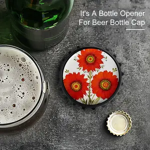 Three Red Flowers Bottle Opener