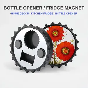 Three Red Flowers Bottle Opener