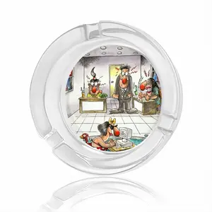 Office Holiday Scheme Glass Ashtray