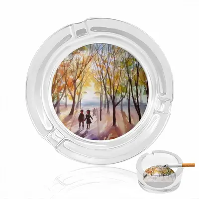 Set 1-Together In The Autumn Park Autumn Trees Glass Ashtray