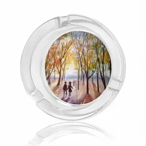 Set 1-Together In The Autumn Park Autumn Trees Glass Ashtray