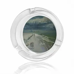 Storm By The Sea Glass Ashtray