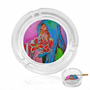 Girl With Tulips Glass Ashtray