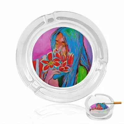 Girl With Tulips Glass Ashtray