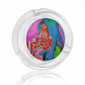 Girl With Tulips Glass Ashtray