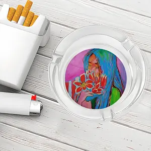 Girl With Tulips Glass Ashtray