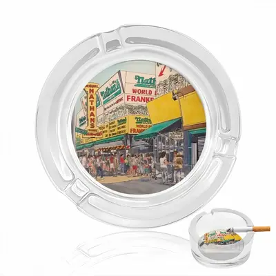 Nathans Of Coney Island New York City Glass Ashtray