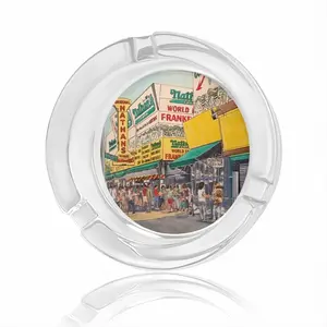 Nathans Of Coney Island New York City Glass Ashtray