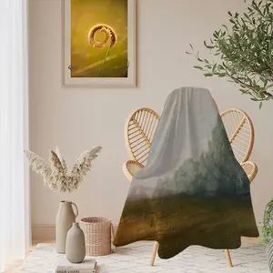 Atmospheric Landscape Flannel Blanket (Round)