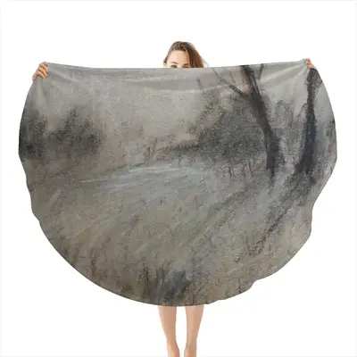 Bare Tree Flannel Blanket (Round)