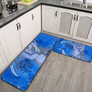 Drawing Ink - Blue Diva Kitchen Floor Mats (Multi-Size)