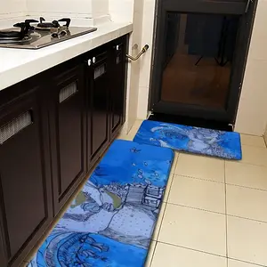 Drawing Ink - Blue Diva Kitchen Floor Mats (Multi-Size)