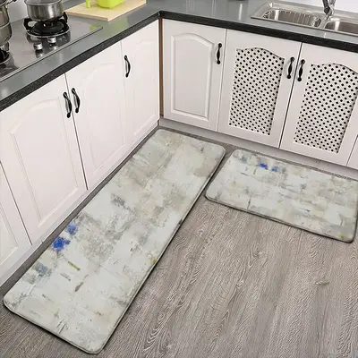 White Medina Kitchen Floor Mats (Multi-Size)