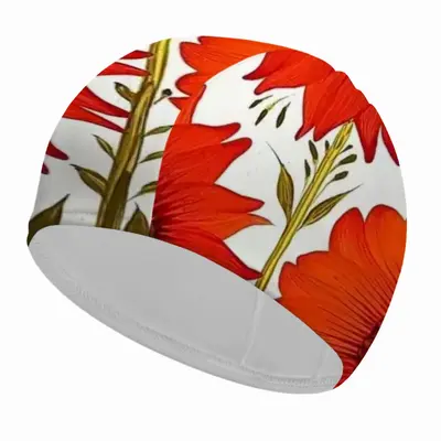 Three Red Flowers Swimming Cap