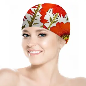 Three Red Flowers Swimming Cap