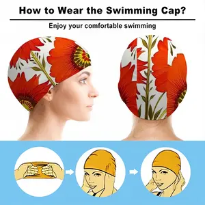 Three Red Flowers Swimming Cap