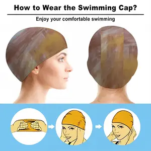 Red Trees Landscape Swimming Cap