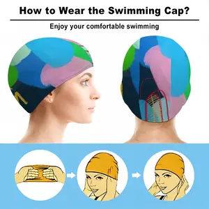 Cerulean Skies And Coral Heart Swimming Cap