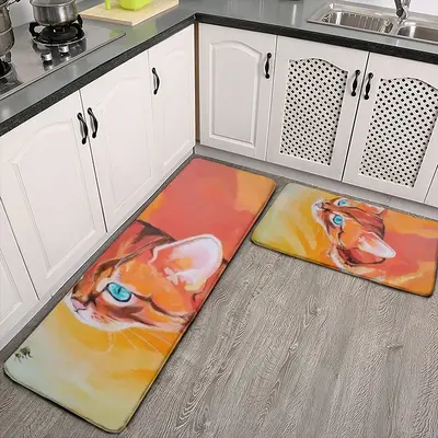 Cat And Bumblebees Kitchen Floor Mats (Multi-Size)