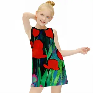 Red Tulips Children's Sleeveless Dress